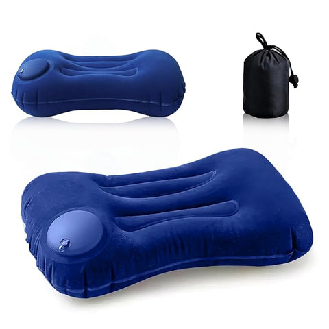 TecoKart® Inflatable Pillow for Travel – Soft & Ergonomic Air Pillow with Drawstring Pocket | Lightweight Travel Pillow for Sleeping | Great for Camping, Backpacking & Commuting