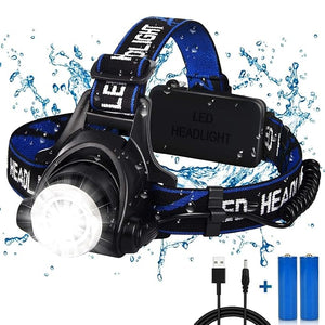 LEXSO Headlamp Flashlight, USB Rechargeable LED Headlamp Torch, IPX4 Waterproof Headlight with 3 Modes and Adjustable Headband Perfect for Camping, Hiking, Outdoors, Hunting, Running