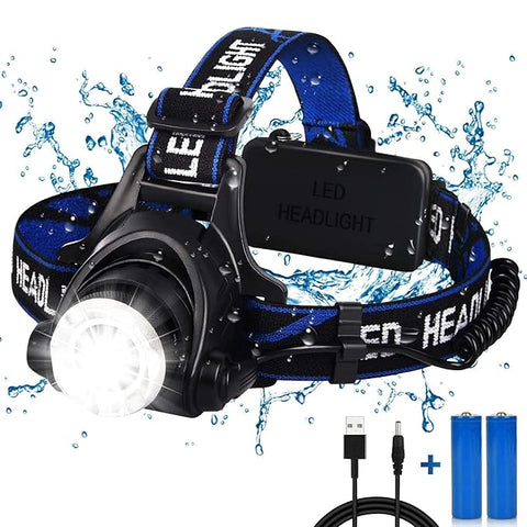 LEXSO Headlamp Flashlight, USB Rechargeable LED Headlamp Torch, IPX4 Waterproof Headlight with 3 Modes and Adjustable Headband Perfect for Camping, Hiking, Outdoors, Hunting, Running