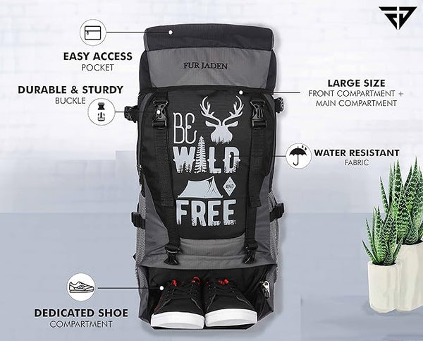 Fur Jaden 55 LTR Rucksack Travel Backpack Bag for Trekking, Hiking with Shoe Compartment