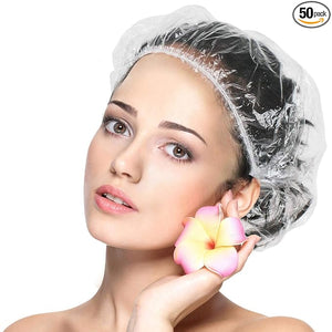 RIXTEC Shower Cap (Pack Of 50) - Reusable Waterproof Bath Cap for Women and Men - Shower Cap for Hotel, Spa, Salon & Bathroom