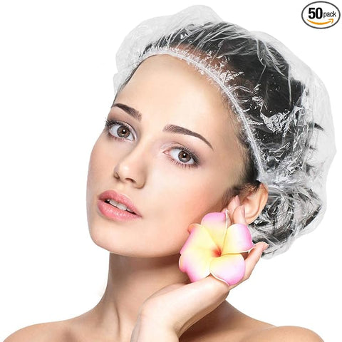 RIXTEC Shower Cap (Pack Of 50) - Reusable Waterproof Bath Cap for Women and Men - Shower Cap for Hotel, Spa, Salon & Bathroom