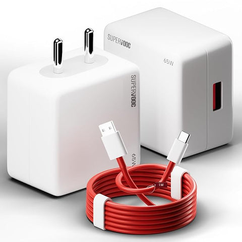 AILKIN 65W SUPERVOOC Charger for Oneplus | 65W Warp/Dash/Supervooc Adapter with Type C Dash Cable Compatible for Oneplus 13/13R/12/12R/11/11R/10/10 Pro/9/9 Pro/ 9R/ 8/ 8T/7/Nord/CE 3 & Other Devices