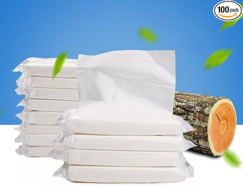 100Pcs Disposable Face Towel, Soft Dry Wipe, Lint Free, Dry Wet Use for Sensitive Skin, Cotton Facial Tissue, Makeup Removing, Surface Cleaning 8*8 Inches