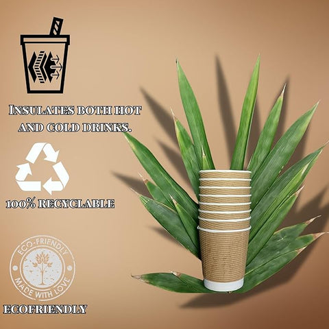 Prakriti ESSENCE Ripple Paper Cups with Leak-Proof | Non-Slip |