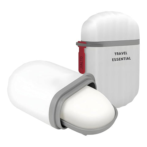 JIALTO 2 PCS Travel Soap Holder - Portable Soap Dish for Home, Outdoor Hiking, and Camping - Compact and Durable Plastic Travel Soap Box - Soap Case Ideal for Travel Accessories (White)