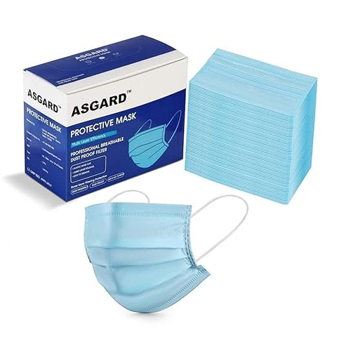 ASGARD Melt-Blown Fabric Disposable Face Mask with Nose Clip (Blue, Pack of 50) for Unisex