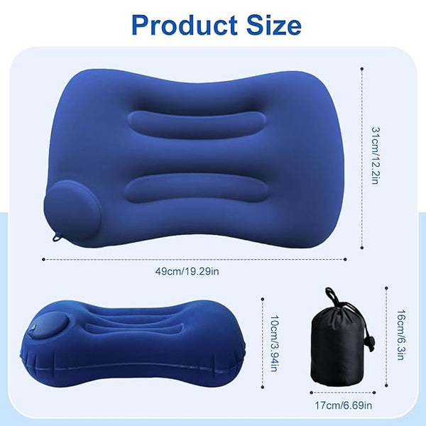 TecoKart® Inflatable Pillow for Travel – Soft & Ergonomic Air Pillow with Drawstring Pocket | Lightweight Travel Pillow for Sleeping | Great for Camping, Backpacking & Commuting