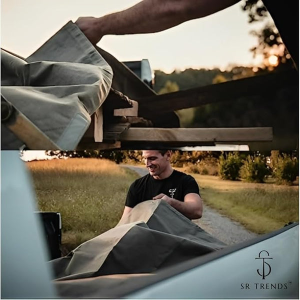 SR TRENDS™ Heavy Duty Tarpaulin 700GSM Canvas - Commercial Canvas TIRPAL Waterproof- 100% Waterproof Resistance Military Grade- UV Resistant TARP, RUSTPROOF Reinforced Eyelets (Grey, 12 x 6 FT)