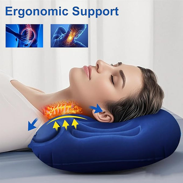 TecoKart® Inflatable Pillow for Travel – Soft & Ergonomic Air Pillow with Drawstring Pocket | Lightweight Travel Pillow for Sleeping | Great for Camping, Backpacking & Commuting
