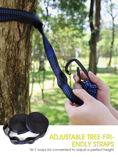 Supvox® Camping Hammock for Outdoor Activities With 2 Fixing Straps, Swing for Adults Kids, Portable Ultralight Nylon for Travel Beach Trekking, Maximum 200kg Load (275 x 140cm, Black)