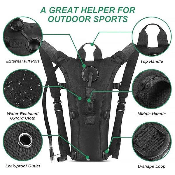 Optifit® Hydration Pack Backpack with 3L Bladder, Tactical Water Bag for Hiking, Biking, Running, Walking