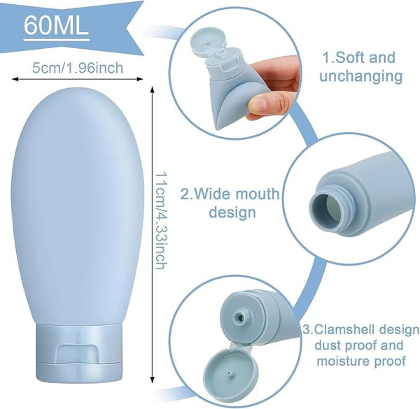 Unity Brand Travel Bottles for Toiletries, Pack of 3 Shampoo Set, Containers for Toiletries, Small Leakproof Bottles - 60ml