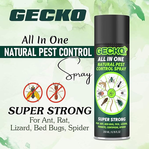 Gecko Pest Control & Insect Repellent Spray For Rat Cockroach, Lizard, Ant, Termite, Bed Bugs, Spider, Fly, Centipede, Mouse, Bed Bugs 100% Natural | No Kill Just Repel Easy To Use Non-Toxic (200Ml) | - FORMULATION 10X