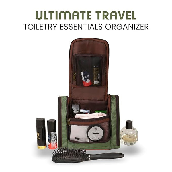 Swiss Military Unisex 5L Water-Resistant Toiletry Bag for Travel with Multiple Compartments, Quick Access Pocket, Durable Zippers, Organizer for Toiletries, Makeup and Essentials Pouch-Green