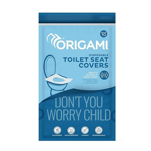 Origami Disposable Toilet Seat Covers - Pack of 2 (10 per pack, Total 20 Sheets) | Hygienic Protection | No Direct Contact with Unsanitary Seats | Easy to Dispose & Eco-Friendly