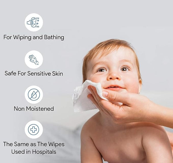 100Pcs Disposable Face Towel, Soft Dry Wipe, Lint Free, Dry Wet Use for Sensitive Skin, Cotton Facial Tissue, Makeup Removing, Surface Cleaning 8*8 Inches