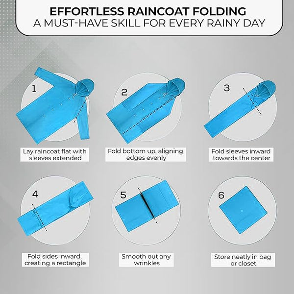Robustt Unisex Raincoat With Hood - Blue (Pack of 1) | Waterproof Rain Poncho | EVA Material | Reusable | Lightweight | Universal Size | Raincoat for Men and Women