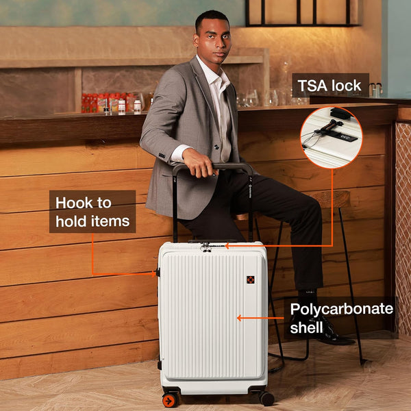 Nasher Miles Silicon Valley Hard-Sided Polycarbonate Cabin Luggage White 20 inch |55 Trolley Bag