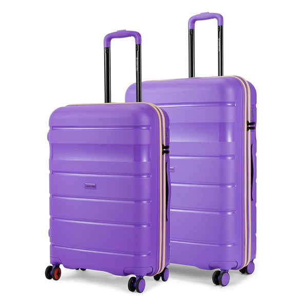 Nasher Miles Jupiter Hard-Sided Polypropylene Luggage Set of 2 | 65cm & 75cm | 8 Wheels Medium & Large Trolley Bag for Travel | Suitcase (Purple)