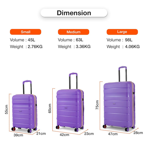 Nasher Miles Jupiter Hard-Sided Polypropylene Luggage Set of 2 | 65cm & 75cm | 8 Wheels Medium & Large Trolley Bag for Travel | Suitcase (Purple)